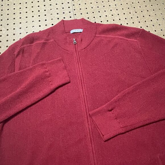 MFH Knits Pure Baby Alpaca Full Zip Lightweight Jacket Peru Red Size XL Men - Picture 2 of 9